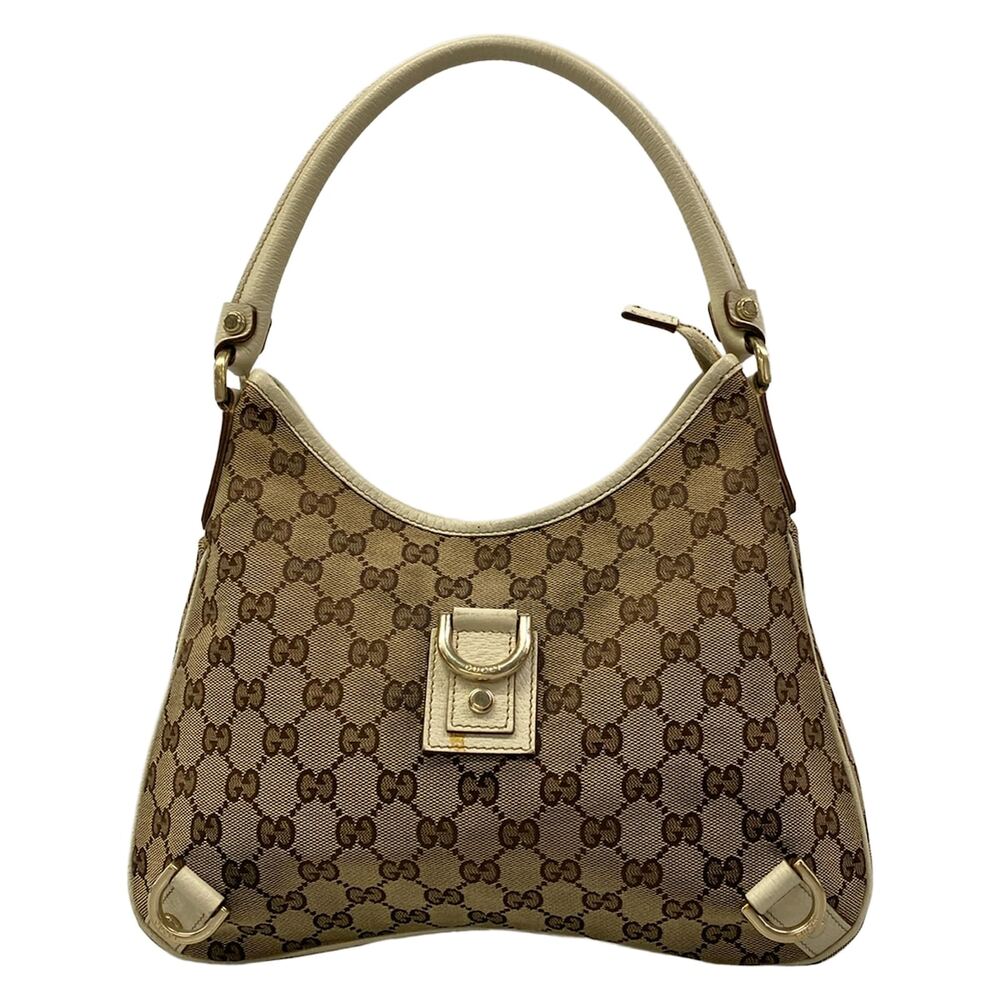 Gucci Abbey Shoulder Bag 130738 Beige White Jacquard Leather